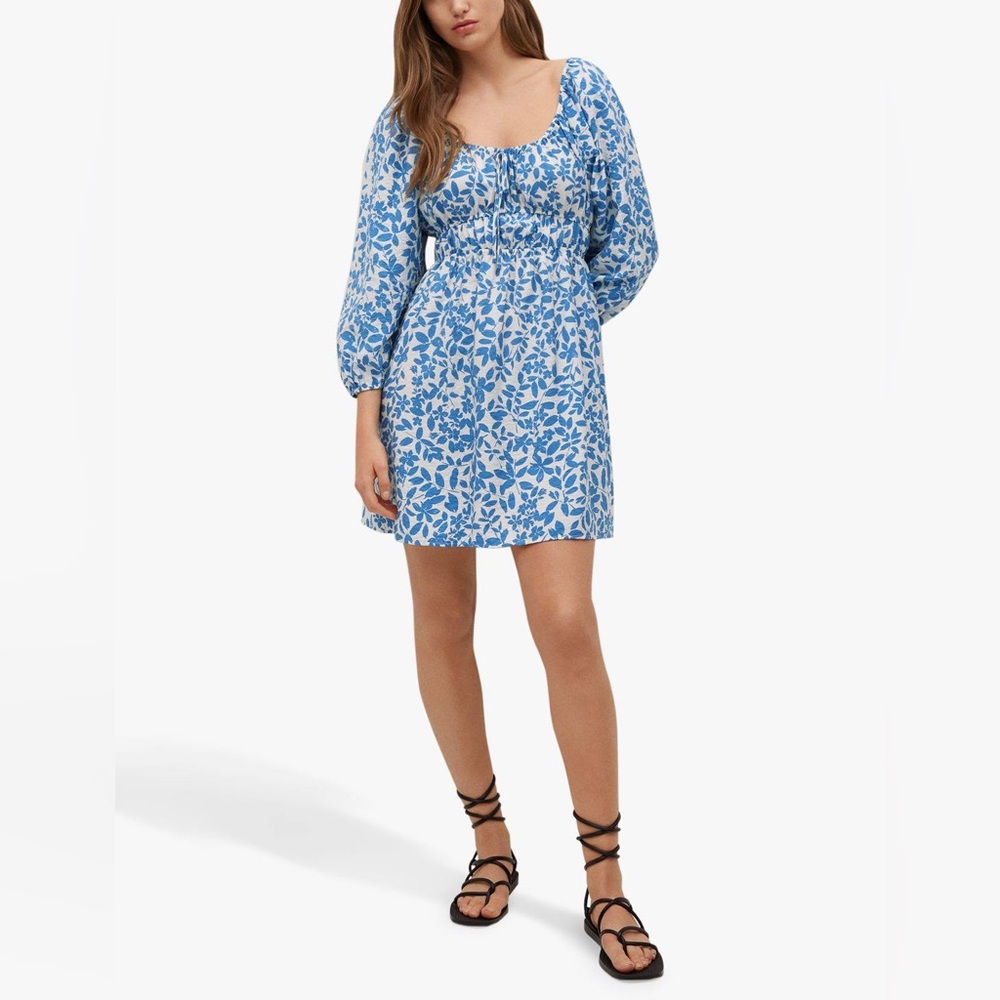 Mango Blue Floral Print Dress, size 8